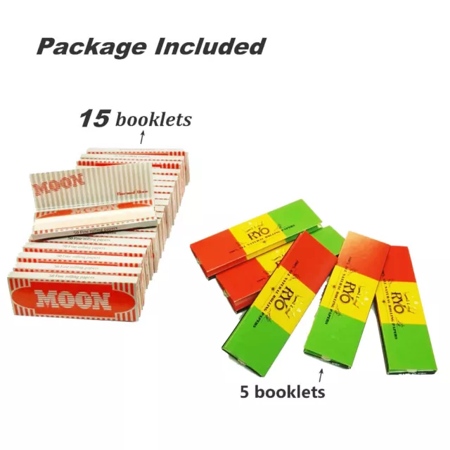 20 Booklets Moon Classic Red 70x36mm Cigarette Rolling Papers Wood Papers