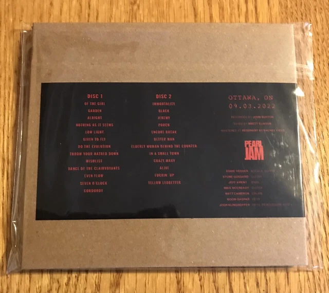 Pearl Jam Official Bootleg 💿 Ottawa On Canada 9/3/2022 $22.99 - Picclick