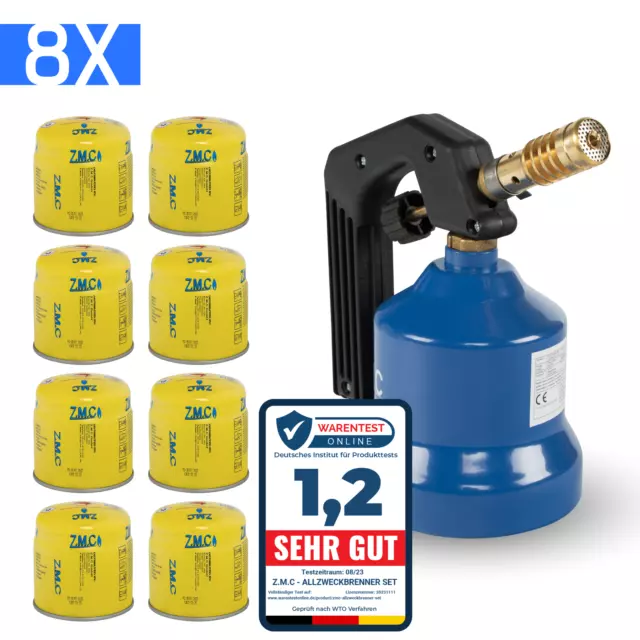 ZMC Brûleur à Gaz Bec Bunsen Chalumeau Brûleur Soudage Briquet + 8 Gaz