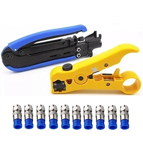 Coaxial Compression Tool Coax Cable Crimper Kit Adjustable rg6 rg59 rg11 75-5...