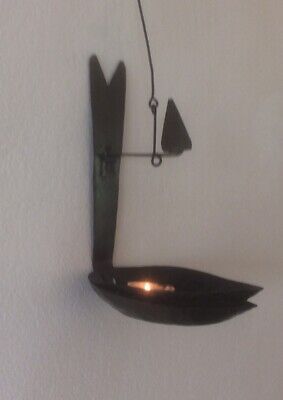 Antique Wrought Iron Miner’s Hanging Lantern/Oil Lamp From Andalucia, Spain.