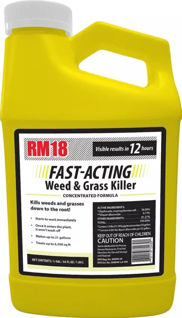 RM18 Fast Acting Diquat Herbicide Concentrate Root Weed and Grass Killer 64Oz