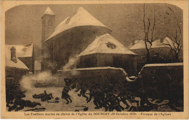 CPA LE BOURGET Eglise Fusilliers Marins GUERRE MILITAIRE 1870 (47260)