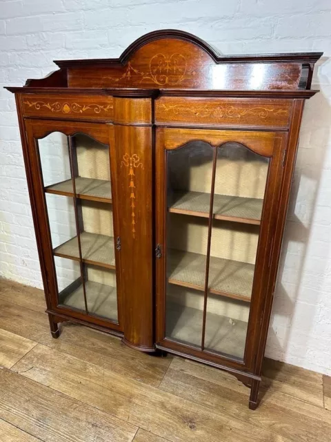 Antique Edwardian Display Cabinet  Inlaid Mahogany . Free Delivery Available