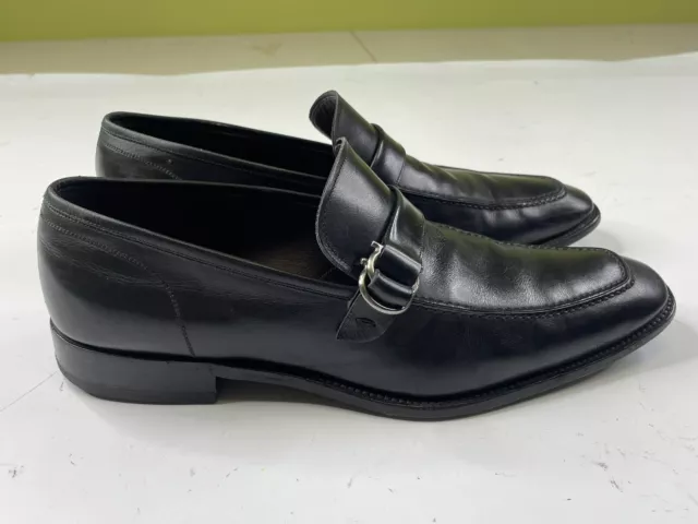 Salvatore Ferragamo Single Monk Strap Black Leather Men's Dress Shoes 11 Ee