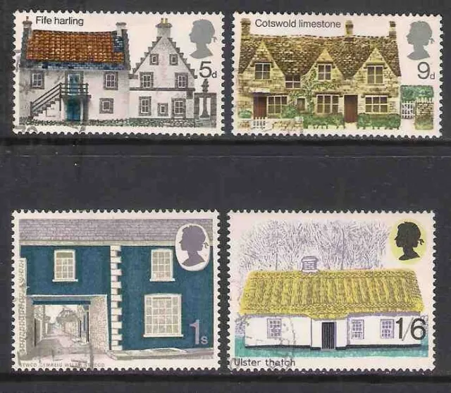 GB 1970 sg815-8 British Rural Architecture Cottages Stucco Thatch Set Fine Used