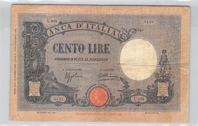 ITALIE 100 LIRES 1932 PICK 50c N° U2345142