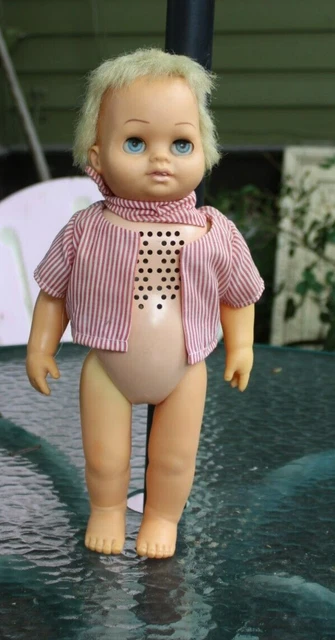 Vintage 1962 Mattel Tiny Chatty Baby Doll Blonde Hair 15"