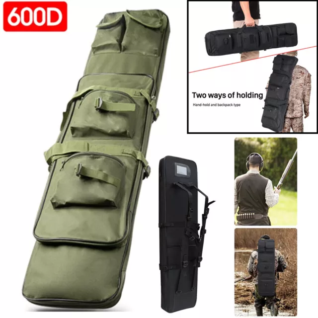 46"/35" Tactical Double Rifle Bag Air Gun Case Soft Padded Hunting Backpack