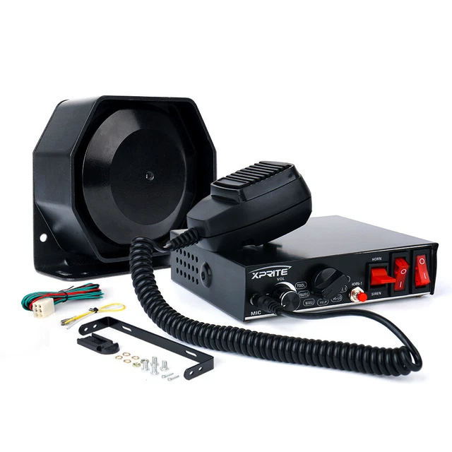 200W 8 Sound Loud Car Warning Alarm Audio Fire Horn PA Speaker witn MIC System