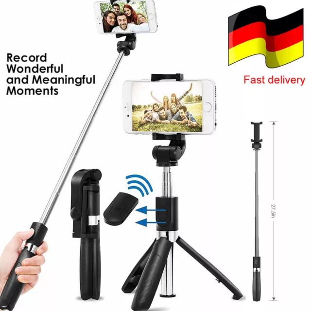 Bluetooth Selfie Stick Stange Stativ Monopod Selfiestick Remote Auslöser f.Handy