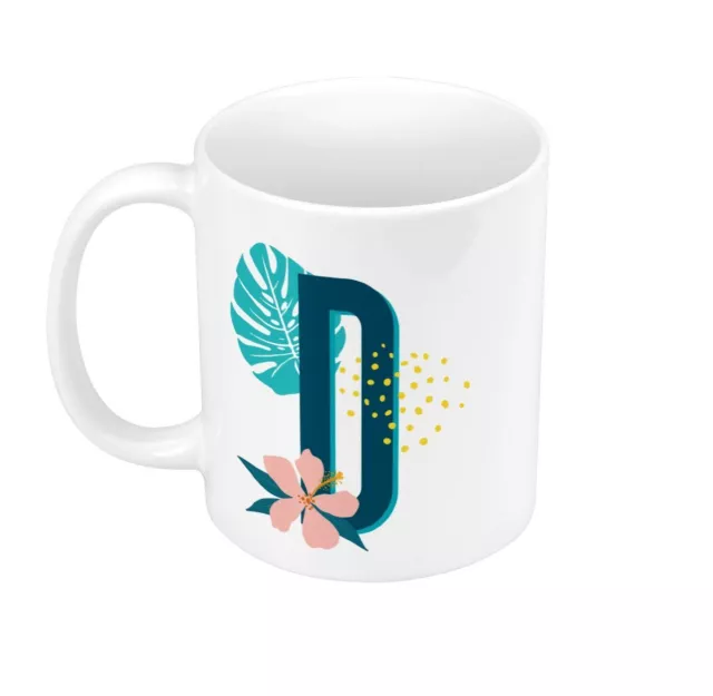 Tasse Céramique Mug D Daniela Denise Fleurs Exotique Premiere Lettre Prénom