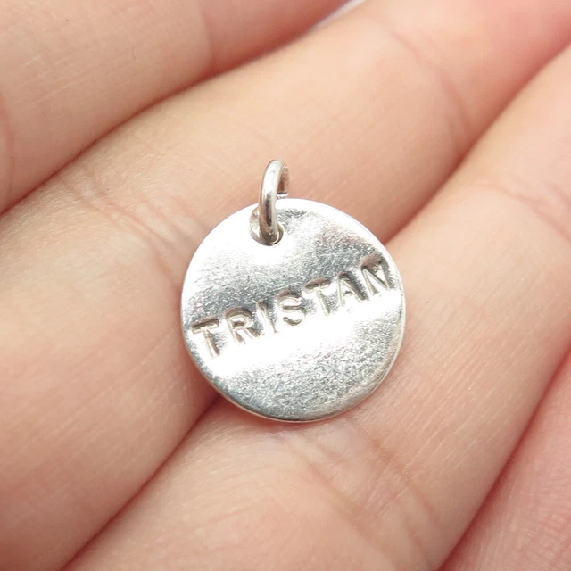 925 Sterling Silver Vintage "Tristan" Personalized Charm Pendant