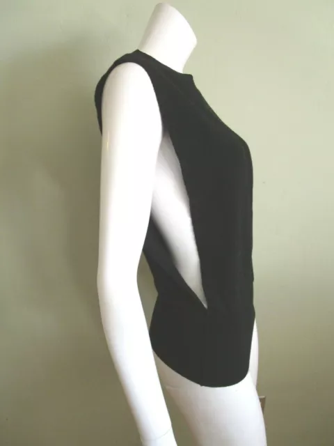 Jean Paul Gaultier made in italy Sleeveless Deep Side Wool Sweater Top in Black