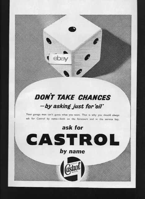 Castrol Oil Company1957 Don't Take Chances By Asking Just For Oil Ask By Name Ad