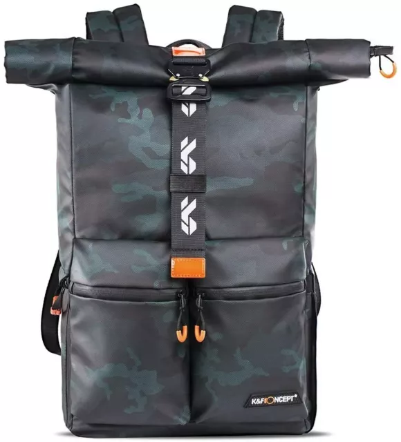 K&F Concept Roll Top Camera Backpack Anti-Theft Bag with 15" Laptop Compartment