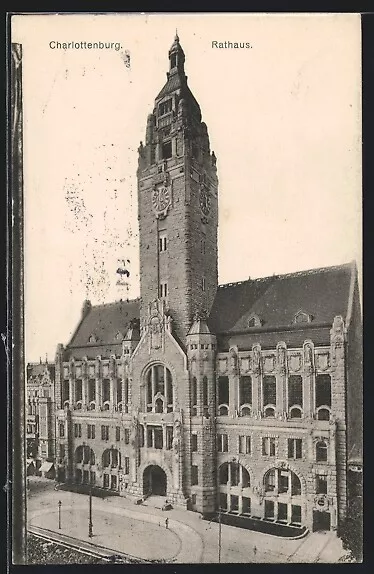 Ansichtskarte Berlin-Charlottenburg, Blick aufs Rathaus 1913