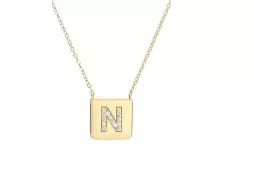 Argento Vivo 18K Gold Plated Sterling Silver "N" Pendant Necklace 2219 2