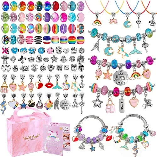 Kit de fabricación de brazaletes dijes MUNTICO para niñas, kit de fabricación de joyas 230 piezas hágalo usted mismo