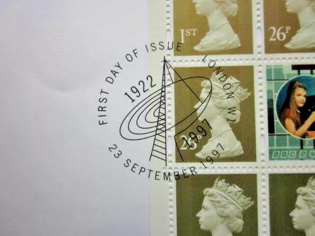 1997 THE BBC 75th ANNIVERSARY STAMP BOOKLET PANE WITH F.D.I. POSTMARK (A) #01253 2