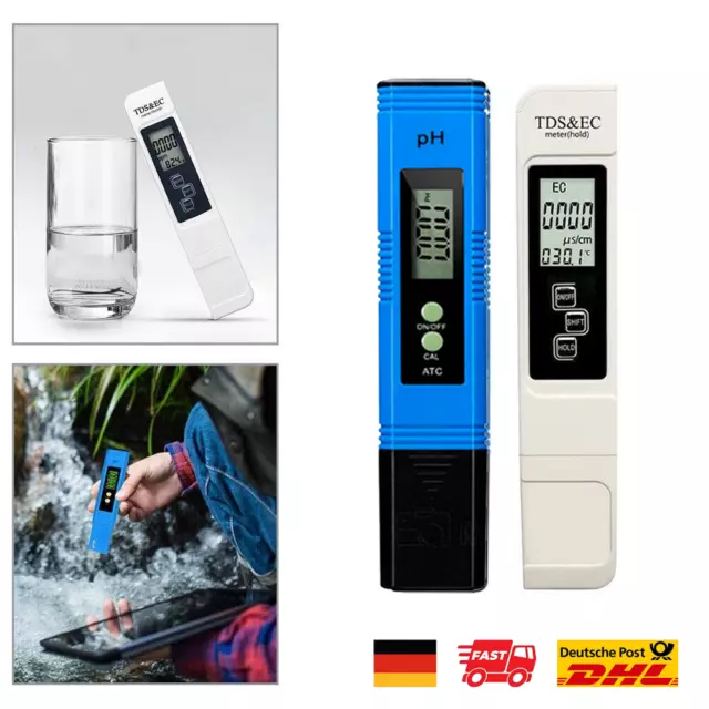 Digital Messgerät PH/TDS/EC/Temperatur/Salzgehalt Wasseertester Pool Prüfer.