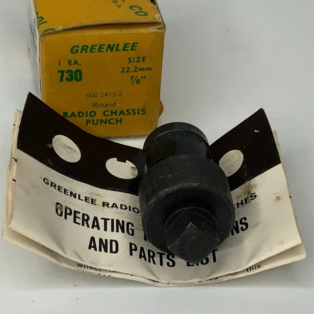 GREENLEE No 730 7/8" Round Radio Chassis Punch 22.2mm Qty of 1