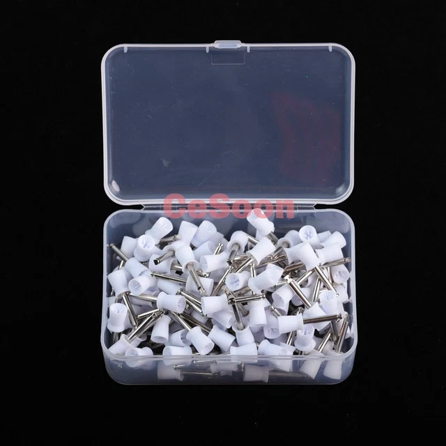 144Pcs Dental Prophy Polishing Cups Latch Type Tooth Polisher Brush Rubber White