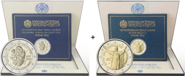 2 x 2 Euro Gedenkmünze Vatikan "Mutter Teresa & Papst Paul VI" 2022 BU - SOFORT