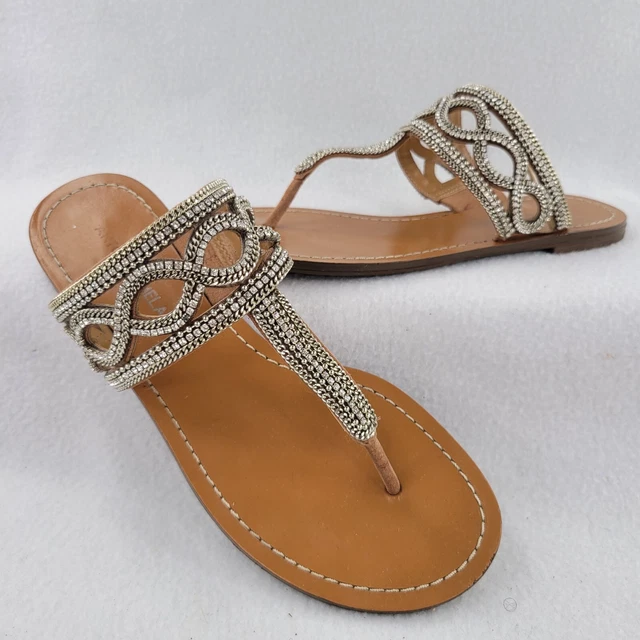 Antonio Melani Rhinestone Thong Flip Flops Womens Size 7.5M  Slip On Sandals