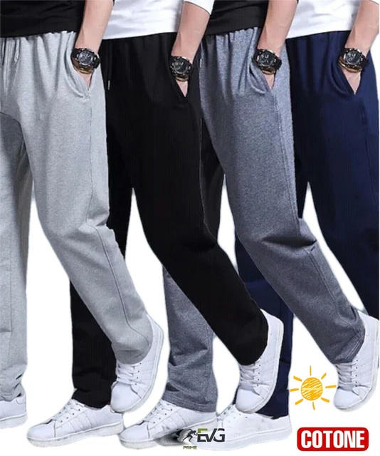 Pantalone Cotone Leggero Diritto Uomo Sportivo Casual Casa Tuta Fitness Palestra