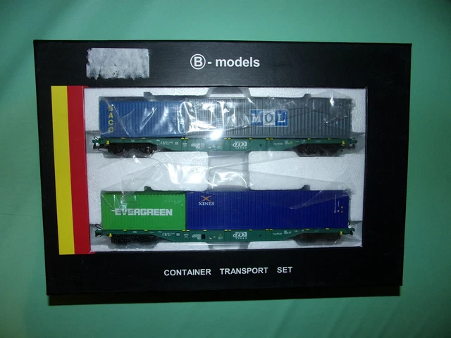 Coffret B-MODELS De 2 Wagons Porte-conteneurs 46102 – Neuf Sous 3 Rails