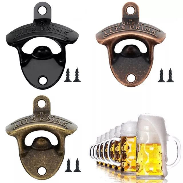 Beer Bottle Opener Wall Mounted with Mounting Screw Kitchen Gadgets Zinc Alloy 3