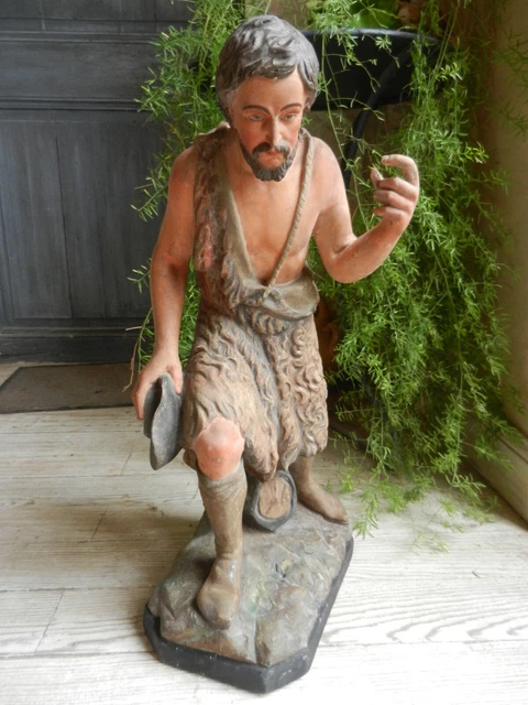 RARE ANCIEN GRAND BERGER SANTON D'EGLISE STATUE CRECHE DE NOEL 59 cm RARE ANCIEN GRAND BERGER SANTON D'EGLISE STATUE CRECHE DE NOEL 59 cm
