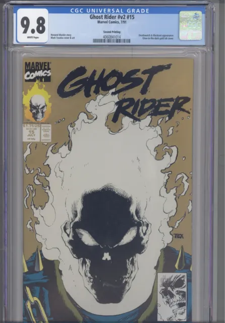 Ghost Rider #v2 #15 CGC 9.8 1991 Marvel Comics Gold Glow-in-Dark Cover 2nd Print