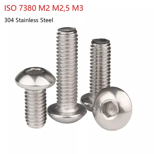 M2 M2.5 M3 Socket Button Head Cap Screws Hexagon Allen Bolts 304 Stainless Steel