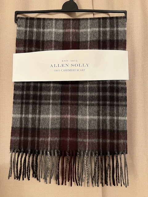 ALLEN SOLLY BLACK Gray Plaid Checker 100 Cashmere Scarf NEW 72 x 11 59.99 PicClick