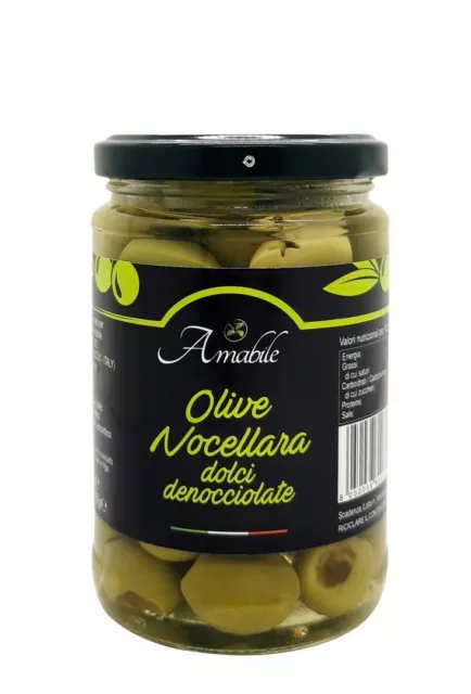 Olive verdi Nocellara dolci denocciolate in salamoia vaso 290gr