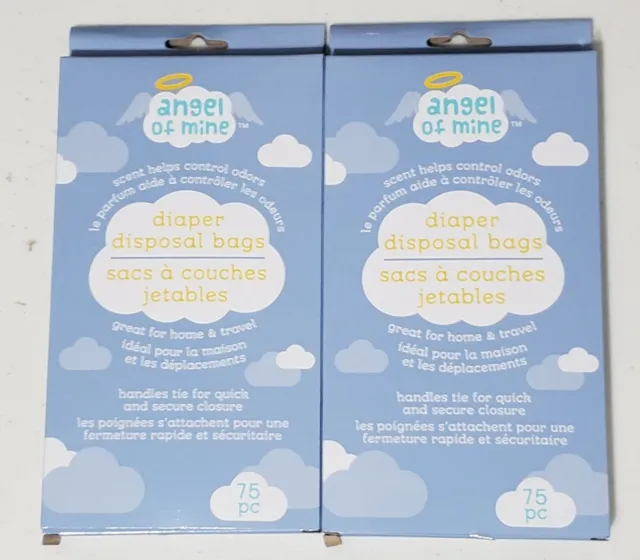 SET OF 2 Angel Of Mine Diaper Disposal Bags 75 ct Control Orders Home and Travel