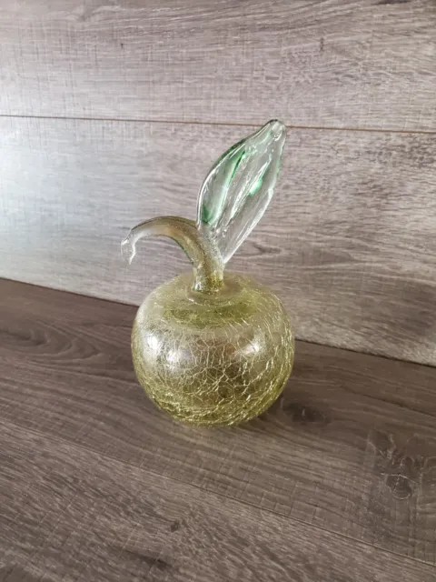 Apple Swan Shaped Hand Blown Art Glass Crackle Glass