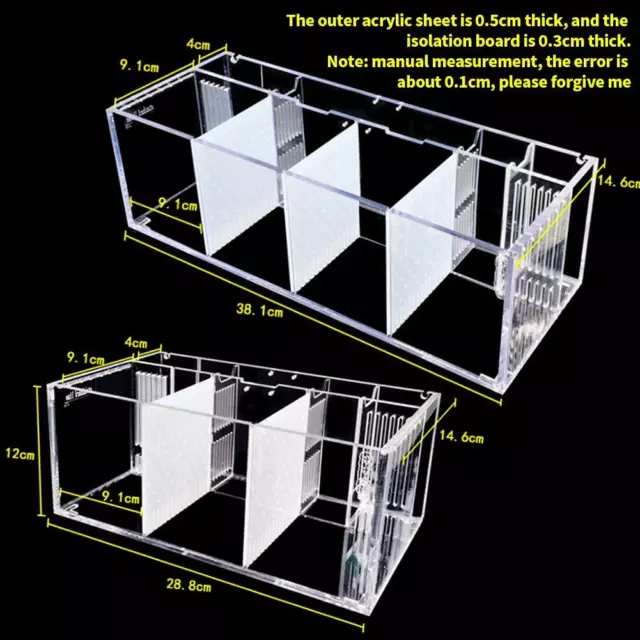 3/4Grid Acrylic Fighter Tank for Betta and Fighting Fish LED Light w/ Water Pump 2