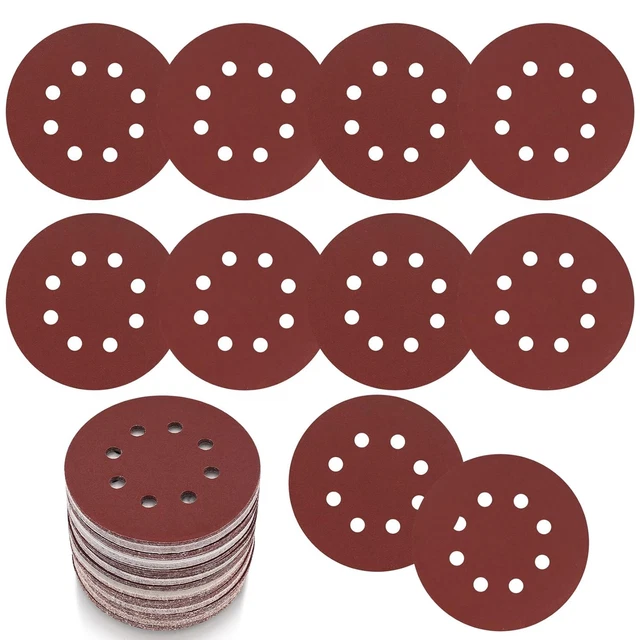 100 Dischi Abrasivi 125mm Grana 400 Per Levigatrice Orbitale - Carta Vetrata A 8 Fori Per Legno E Metallo