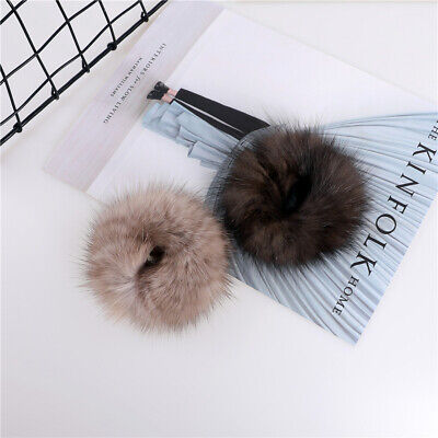 Luxury 100% Real Sable Mink Fur Ponytail Holders Elastic hair scrunchy Ties