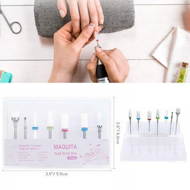 Juego de herramientas de lijado de brocas de molino de uñas 10 * 6.3 * 1.2 cm 7 piezas accesorios