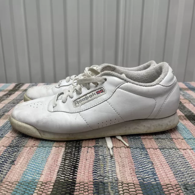 REEBOK WHITE LEATHER Classics 059504 Aerobic Tennis Shoes Sneakers ...