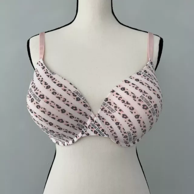 Victoria's Secret T-Shirt Lightly Lined Demi Underwire Bra Pink Stripe 38DD NWOT