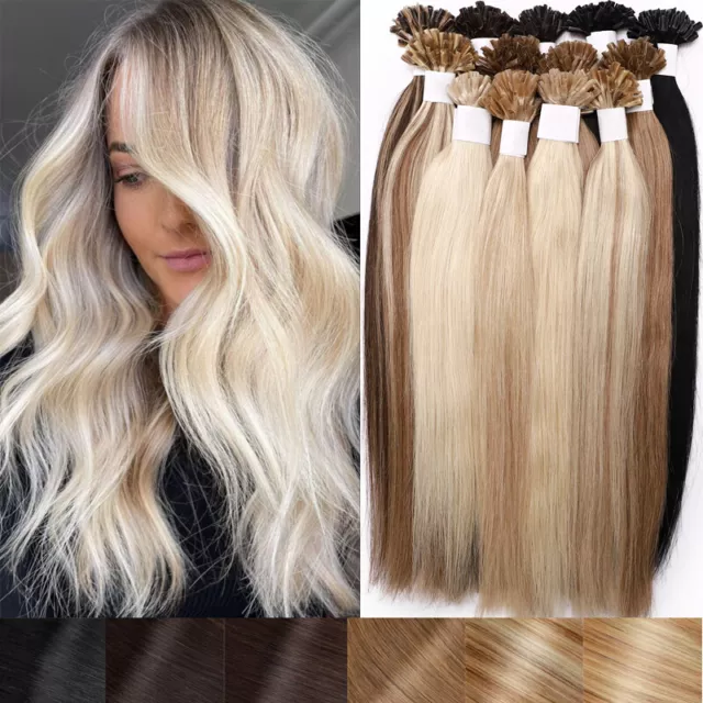 50-100g Nail U-Tip Pre Bonded Keratin Hot Fusion 100% Remy Human Hair Extensions