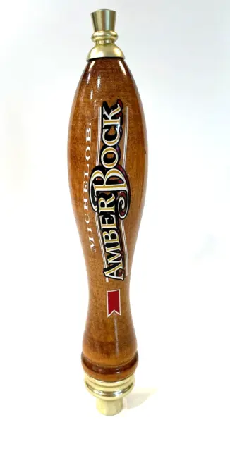 Michelob Brewing Amber Bock Wooden Pull Handle with Gold Collectable Large 11.5"
