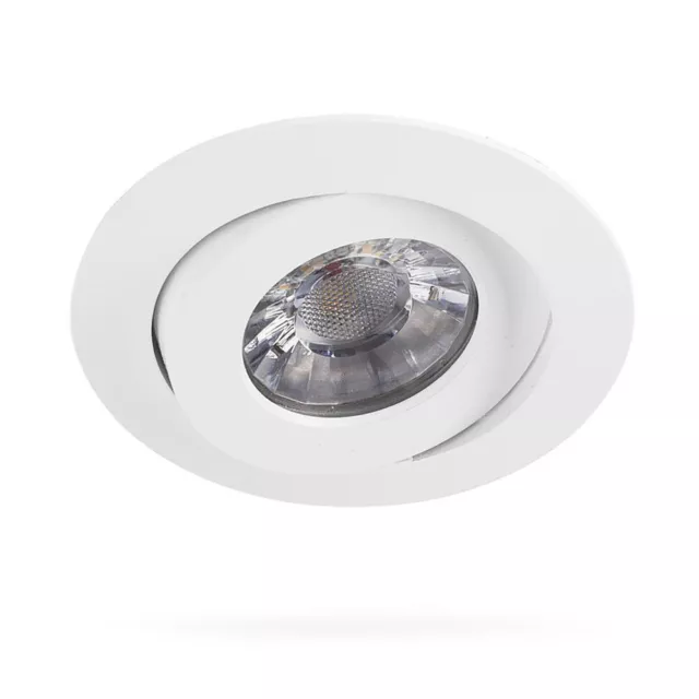 LED Foco Empotrado Blanco Orientable IP44 4,5W Extra Plano Caliente Interruptor