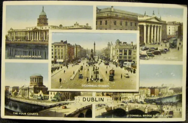 Irish Foldout Postcard DUBLIN Ireland Multiview Novelty 12 Views OConnell Dennis