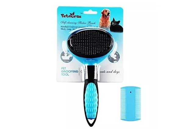 Self Cleaning Dog Cat Slicker Brush Grooming Undercoat Comb Shedding Tool Hair ~